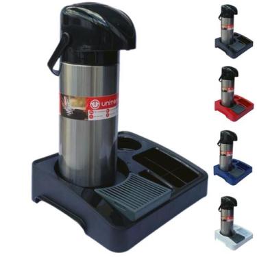 Imagem de Kit Bandeja Café Organizadora + Garrafa Térmica 1L Verona Inox Uniterm