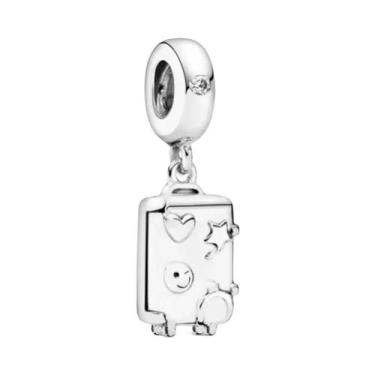 Imagem de Pingente De Coração Prateado Com Gato, Coelho E Laço Para Pulseira Eur