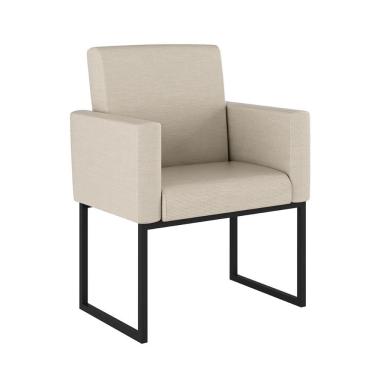 Imagem de Poltrona Decorativa Nina Linho com Base de Ferro Preto