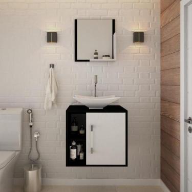 Imagem de Conjunto Balcão C-cuba L38 E Espelheira Soft 500 Preto ônix Preto ônix