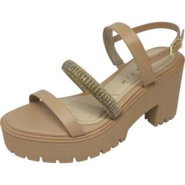 Imagem de Sandália Feminino Salto Médio Tratorada Strass Ramarim-Feminino