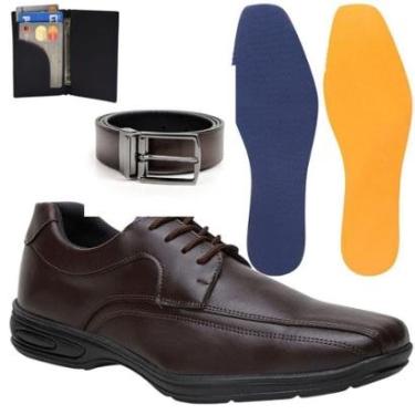 Imagem de Sapato Social Couro Premium Excelente Qualidade Melhor Preço do Mercado Acompanha Carteira e Cinto-Masculino