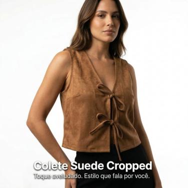 Imagem de Colete Suede Cropped Feminino com Laço Premium Style Box 320015-Feminino