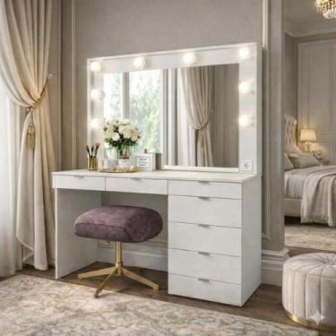 Imagem de Penteadeira Camarim com Espelho 7 Gavetas e Tomada Diamante Espresso M