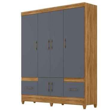 Imagem de Guarda Roupa Casal MS912 6 Portas Freijó Cinza - Moval