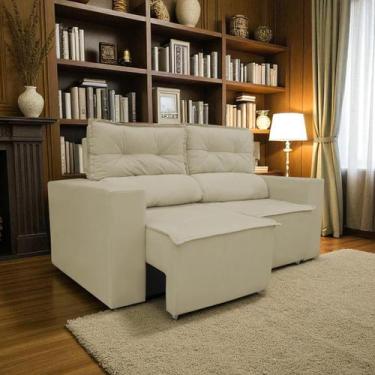 Imagem de Sofá Retrátil 2 Lugares Reclinável Cedro Suede 1,50m Bege - Horizonte 