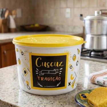 Imagem de Pote Estampado Cuscuz 2 Litros Plastico Pedreira Utilidades