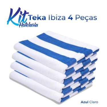 Imagem de KIT-Toalha de Piscina Hotel Ibiza Azul Teka Profiline 4 Peças Banhão -