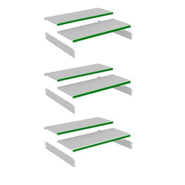 Imagem de Kit 3 Bandeja Gondola Rack FIT Branco 6X 30x90 CH22 Pe Verde