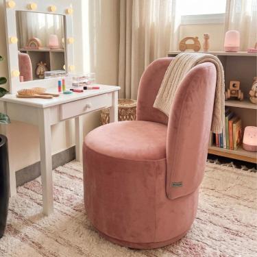 Imagem de Poltrona Decorativa para Sala Estar Quarto Penteadeira Orgânica Bia Veludo Rosa - Monta...