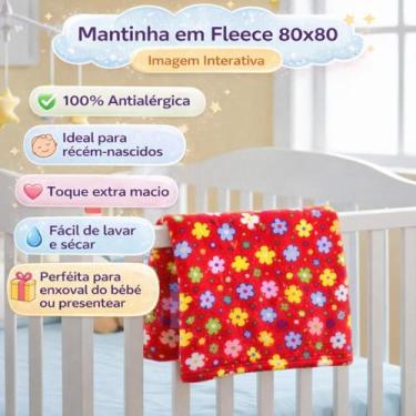 Imagem de Manta Mantinha Bebê Antialérgico Macia Infantil Fleece Estampado 80x80