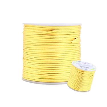 Imagem de Cordão Rabo de Rato Fio de Seda 1.0 mm Amarelo Bebe 100 Metros Rolo Ny