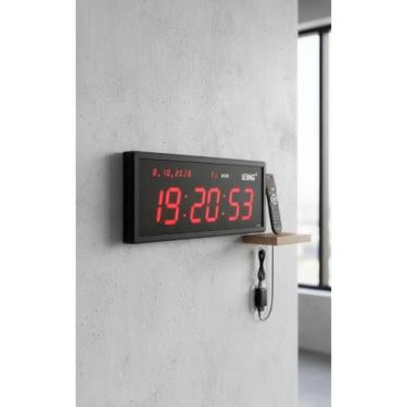 Imagem de Relógio Parede LED 48cm: Alarme, Calendário e Cronômetro Int - Congrat