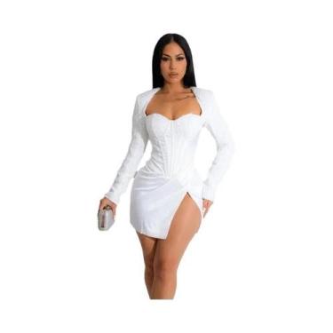 Imagem de Vestido Mini Preto E Branco Com Lantejoulas Para Mulheres, Elegante, C
