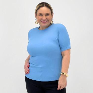 Imagem de Blusa Alpelo Plus Size Básica Canelada Manga Curta Feminina, 46, Arqui