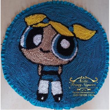 Imagem de Tapete frufru infantil meninas super poderosas 70x70 redondo - Artesã 