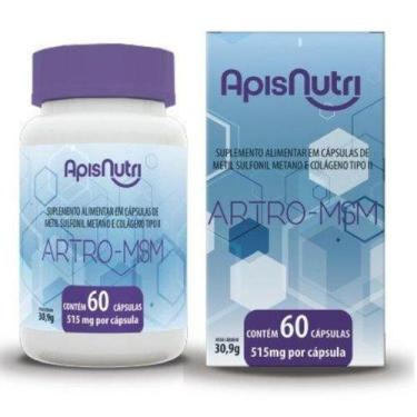 Imagem de Artro MSM 515mg 60 Cápsulas Apisnutri Colágeno Tipo II Suplemento para