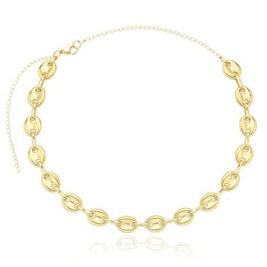 Imagem de Colar Chocker Lacre Elo Liso - Banhado em Ouro 18k - Tri Gata Semijoia
