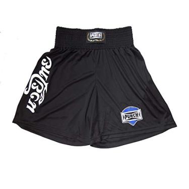 Imagem de Punch Silk Shorts Muay Thai, Unissex, Preto/Branco, M