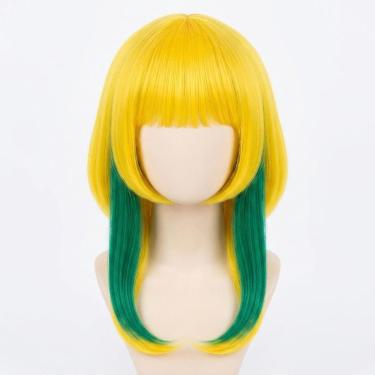 Imagem de Peruca Lisa Longa Repicada Brasil Amarelo Verde Festa