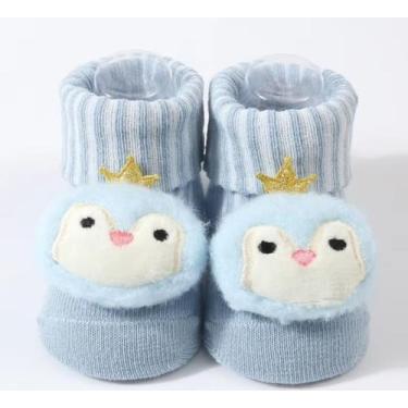 Imagem de Meia bebê pantufa bichinhos menina/menino  - Kadu modas, Pintinho azul