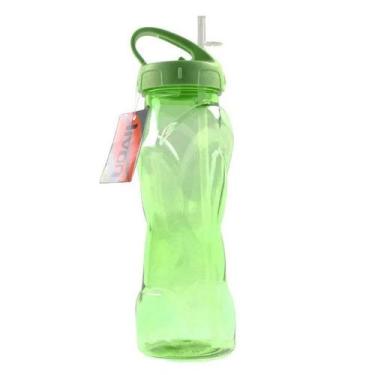 Imagem de Garrafa de água c/ Canudo 600ml Em Plástico - Saz Utilidades, Verde