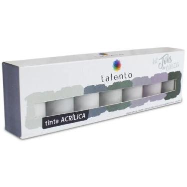 Imagem de Kit de Tinta Acrílica Talento Tons de Cinza 7 Cores de 37 ml - Daiara/