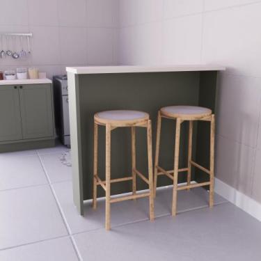 Imagem de Bancada Ilha 120cm 100% MDF Cozinha Sevilha Verde/Hill/Cinza Argila - 