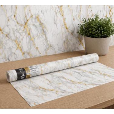 Imagem de Papel Parede Adesivo Rolo 5 M Envelopamento Moveis Madeira Cor:Mármore