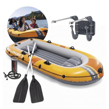 Imagem de Bote Inflável Challenger 3 Capacidade 3 Adultos 320kg PVC Piso I Beam Suporte Motor 3hp Intex