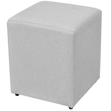 Imagem de Puff Quadrado Decorativo L02 Sala de Estar Linho Cinza - Lyam Decor