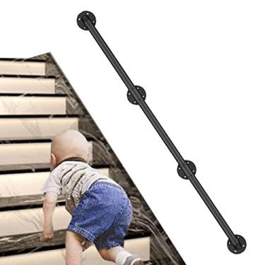 Imagem de Pkfinrd Corrimão de escada interno para corrimão de escada em metal preto, kit de suporte de trilho de corrimão antiderrapante industrial de ferro forjado (Tamanho : 550 cm))