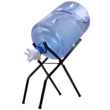 Imagem de YYUNANG Suporte para jarro de água de aço inoxidável de 2 a 5 galões e 1 válvula de dispensador de água, suporte de dispensador de água dobrável com tampa à prova de poeira para garrafa de bebida superior de 55 mm sem rosca (formato U)