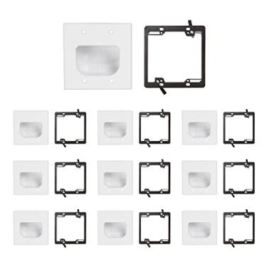 Imagem de Buyer's Point Placa de parede de passagem dupla embutida com suporte de montagem de baixa tensão (kit branco) (10)