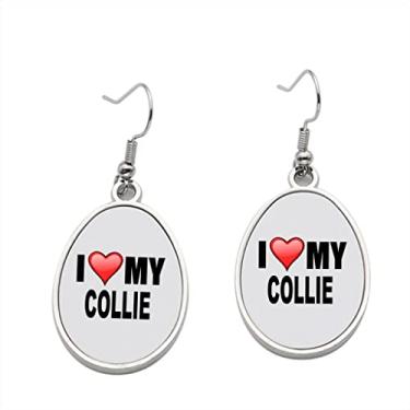 Imagem de Brinco I Love My Collie - Brincos pendentes para meninas - Presente de festa de aniversário dos namorados