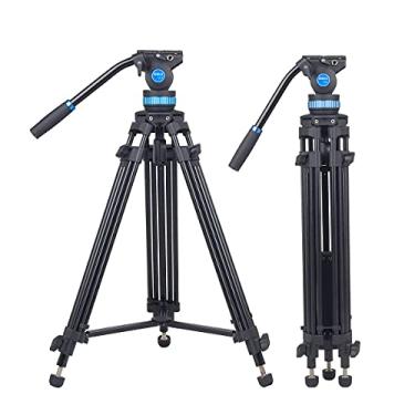 Imagem de SIRUI SH-15 Tripé de vídeo de alumínio com cabeça de fluido de 360°, kit de tripé profissional resistente de 154 cm para câmeras DSLR, carga máxima de 10 kg