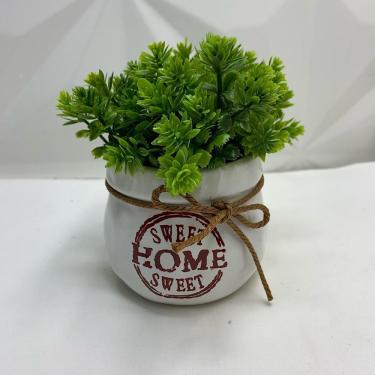Imagem de Vaso de cerâmica decorativo Sweet Home com detalhe corda