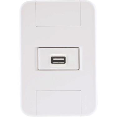 Imagem de Conjunto 4x2 com 1 Tomada USB 1,5 A Bivolt Tramontina Tablet Branco Tramontina