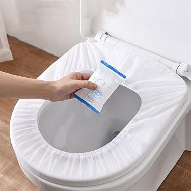 Imagem de Capas de assento de vaso sanitário descartáveis, capa de vaso sanitário de papel lavável de 200 folhas, essenciais de viagem para treinamento de banheiro de adultos e crianças, aviões, viagens rodoviárias, acampamento e banheiros públicos.
