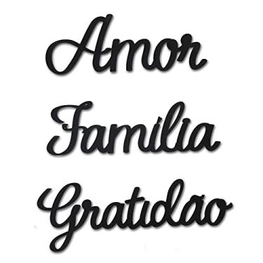 Imagem de Kit 3 Palavras Motivacionais Decorativas Mdf 3mm Preto - Amor Gratidão Família