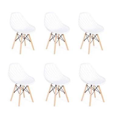 Imagem de Conjunto 6 Cadeiras Charles Eames Wood Vision Design - Branca - Impéri
