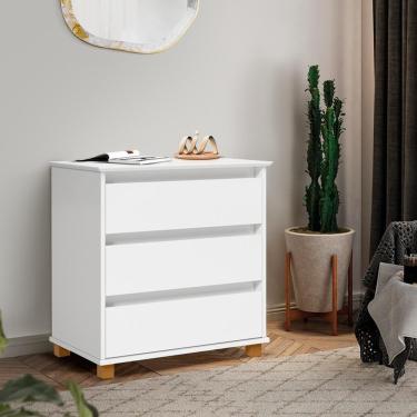 Imagem de Mesa de Cabeceira Mini Cômoda 3 Gavetas Luxo EJ Móveis Branco