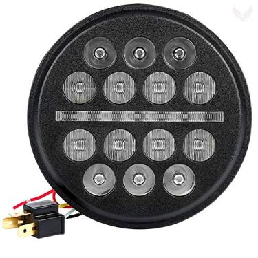 Imagem de Farol de projeção de luz de águia de 5,75 polegadas, linha fina, multiLED, preto, serve para todos os baldes de faróis indianos Harley Davdison de 5,75 polegadas