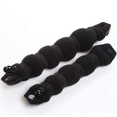 Imagem de DNHCLL Conjunto de 2 Estilo de Cabelo Mágico Preto Estilo Cabelo Quente Donut Anel Estiloso para Mulheres Meninas (1 Grande + 1 Pequeno)