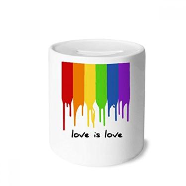 Imagem de DIYthinker Love is Love LGBT Rainbow Color Money Box Saving Banks Ceramic Coin Case Kids Adults