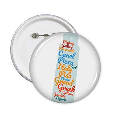 Imagem de Broche Itália Pisa Tower Ponto de referência Wordcloud Pins Emblema Botão Decoração Acessório 5 peças