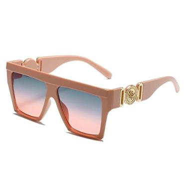 Imagem de Óculos de sol quadrados de uma peça vintage overszied para mulheres moda chique flor óculos de sol masculino hip hop tons gradientes, rosa rosa, tamanho único