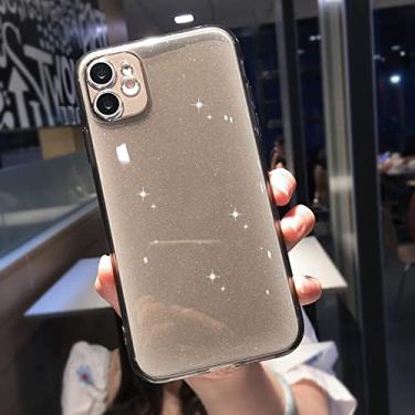 Imagem de Capa de telefone transparente com glitter e cores doces para iPhone 13 11 12 Pro 12 Mini X XR XS Max SE 2020 7 8 Plus 6 6s Capa de silicone macio, b, para iPhone 11Pro Max