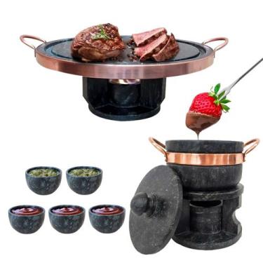 Imagem de Kit Fondue 32cm + Fondue 800ml + 5 Tigelas Curados - Arte Nativa Pedra