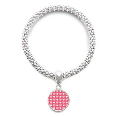 Imagem de Pulseira de prata com pingente de coração rosa e branco para Dia dos Namorados